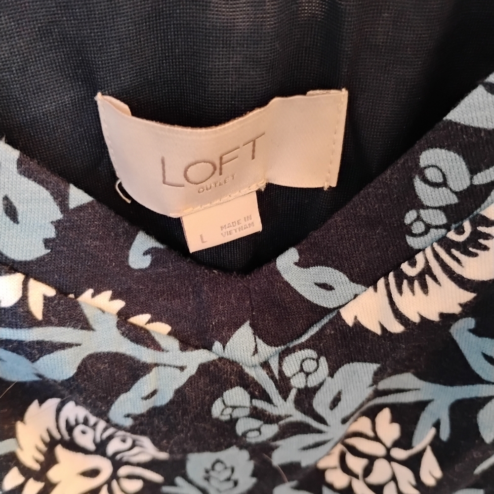 LOFT Women's Size Large Navy and Light Blue Floral Camisole Mini Dress - Picture 3 of 4